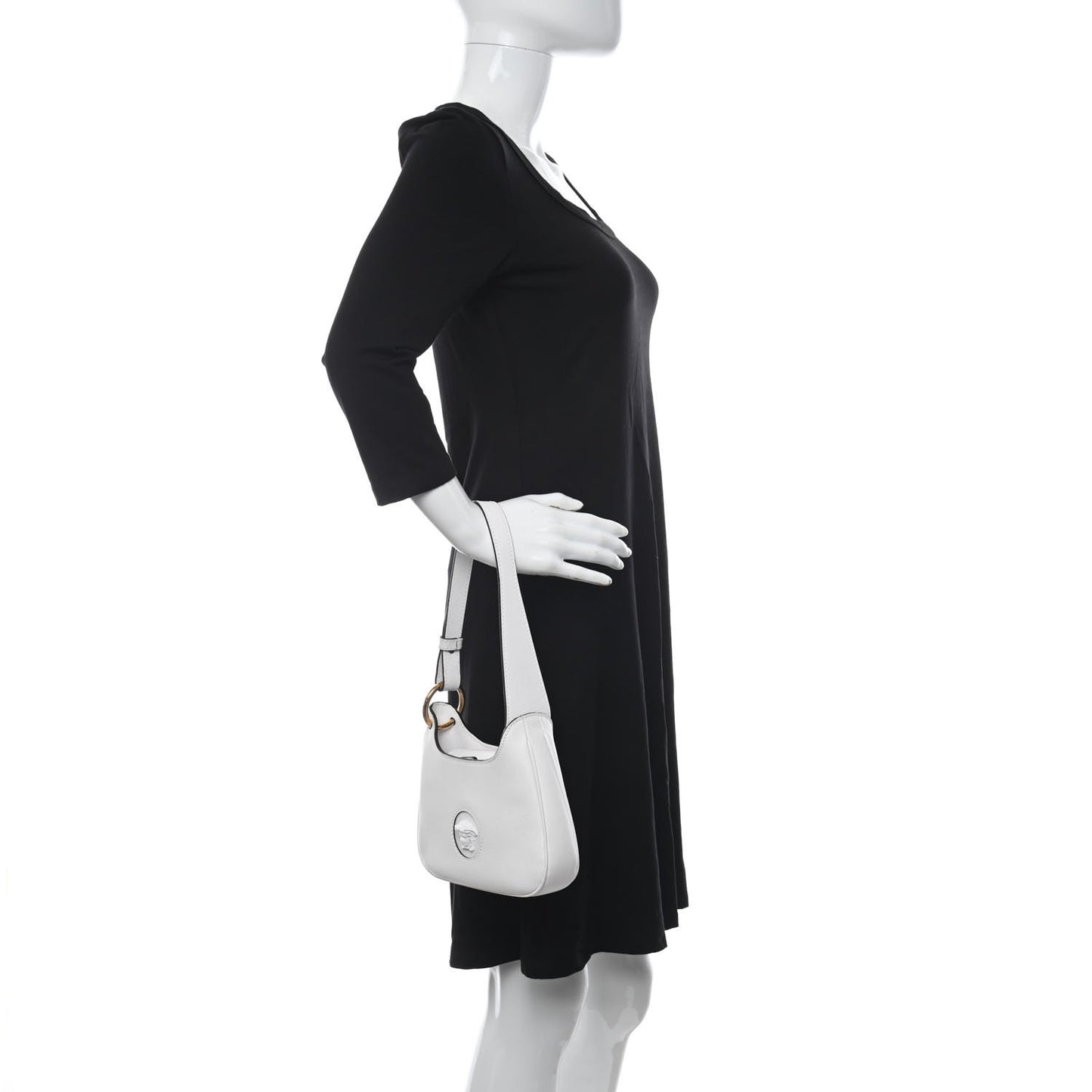 Calfskin La Medusa Small Hobo Crossbody Optical White