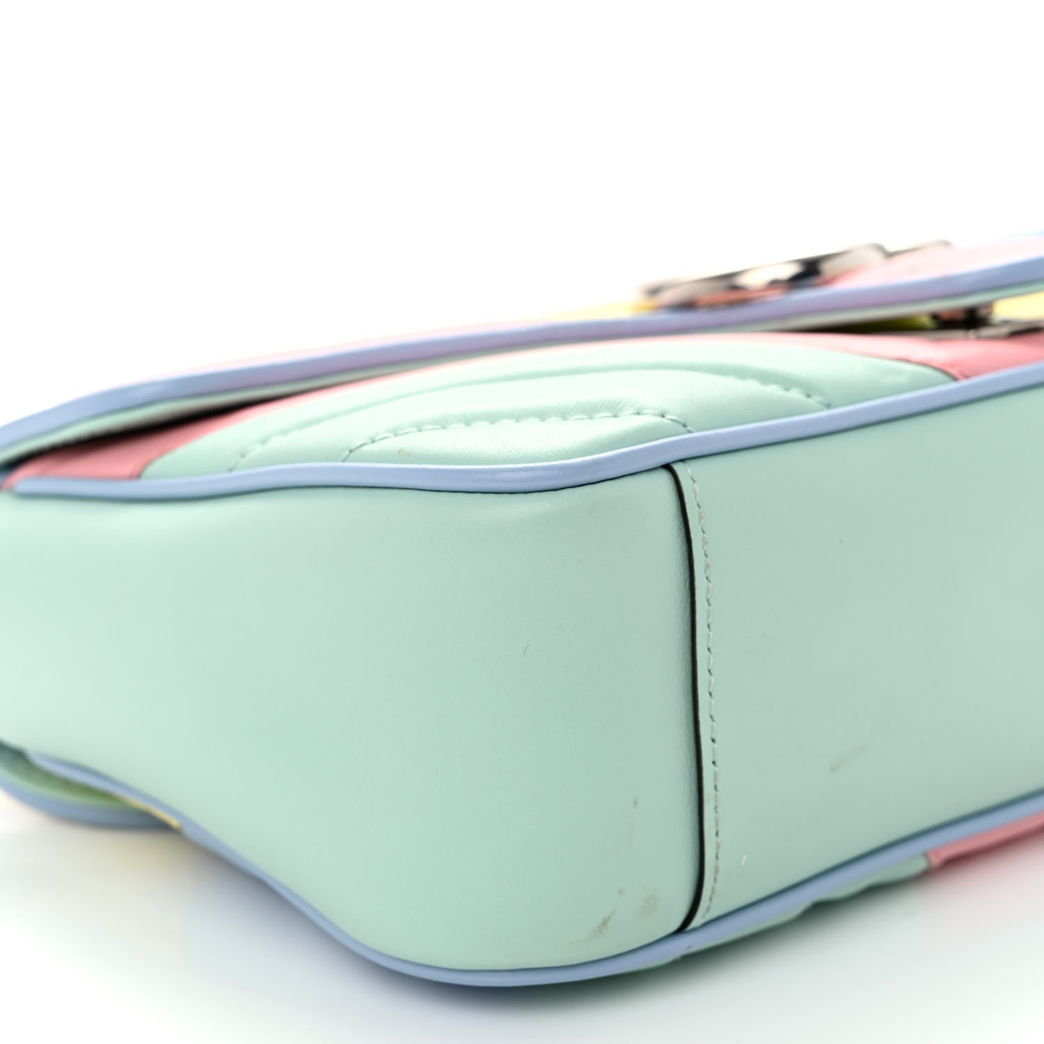 Gucci Calfskin Matelasse Diagonal Small GG Marmont Shoulder Bag Multicolor Pastel 9 of 11