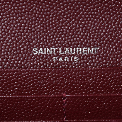 Saint Laurent Grain De Poudre Matelasse Chevron Monogram Flap Wallet Palissandre 6 of 7