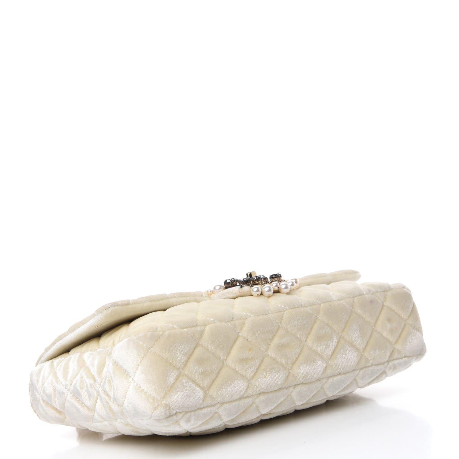 Chanel Velvet Pearl Quilted Medium Single Flap White 4 of 14