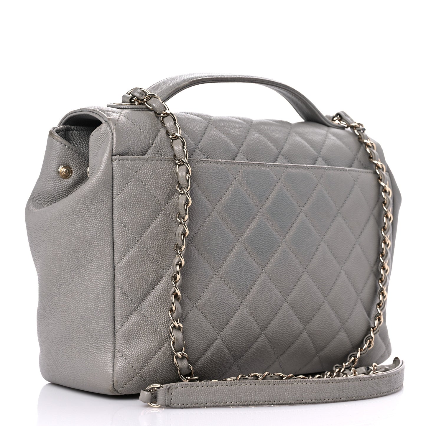 Caviar Quilted Large Business Affinity Flap Grey