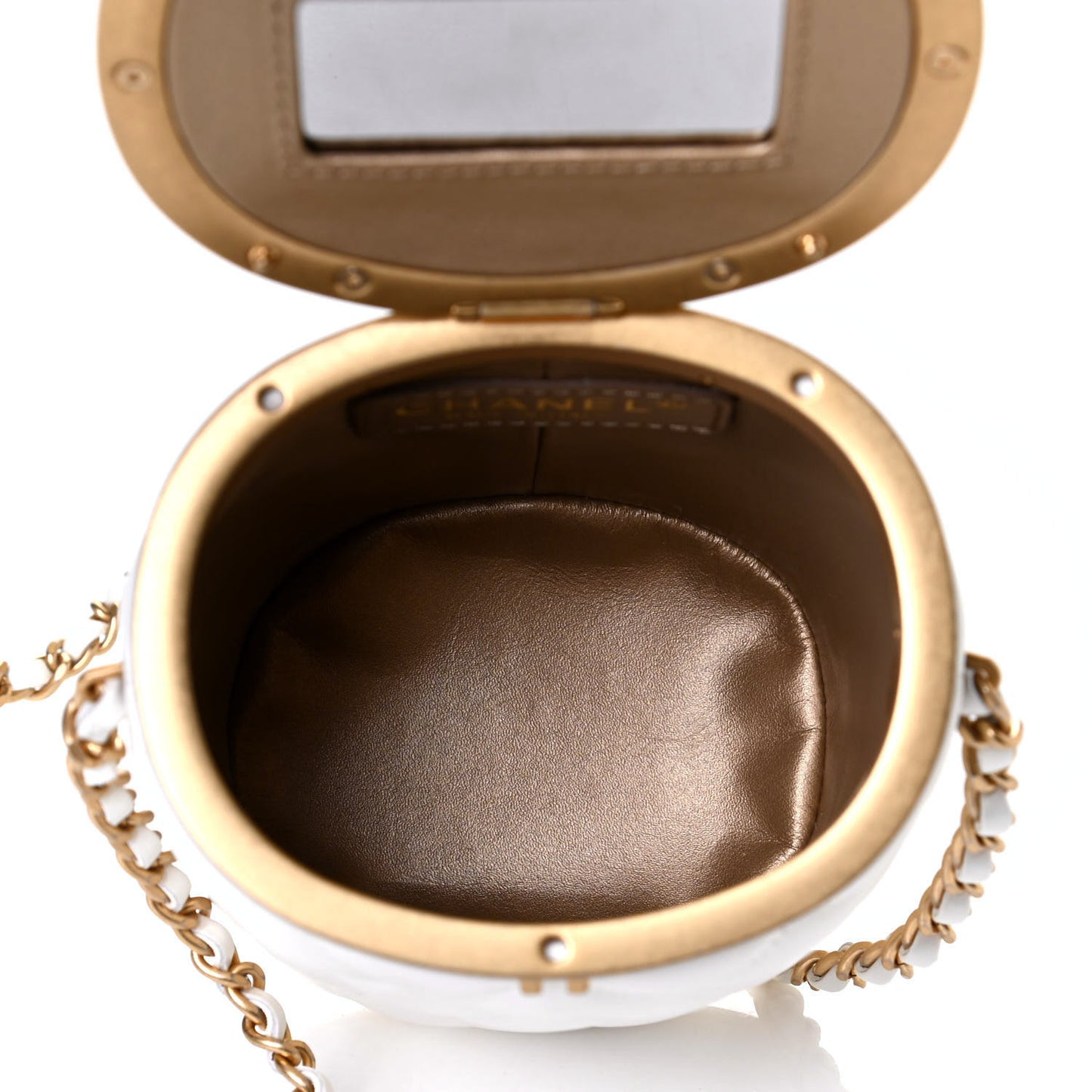 Lambskin Quilted Mini Crown Box Bag White