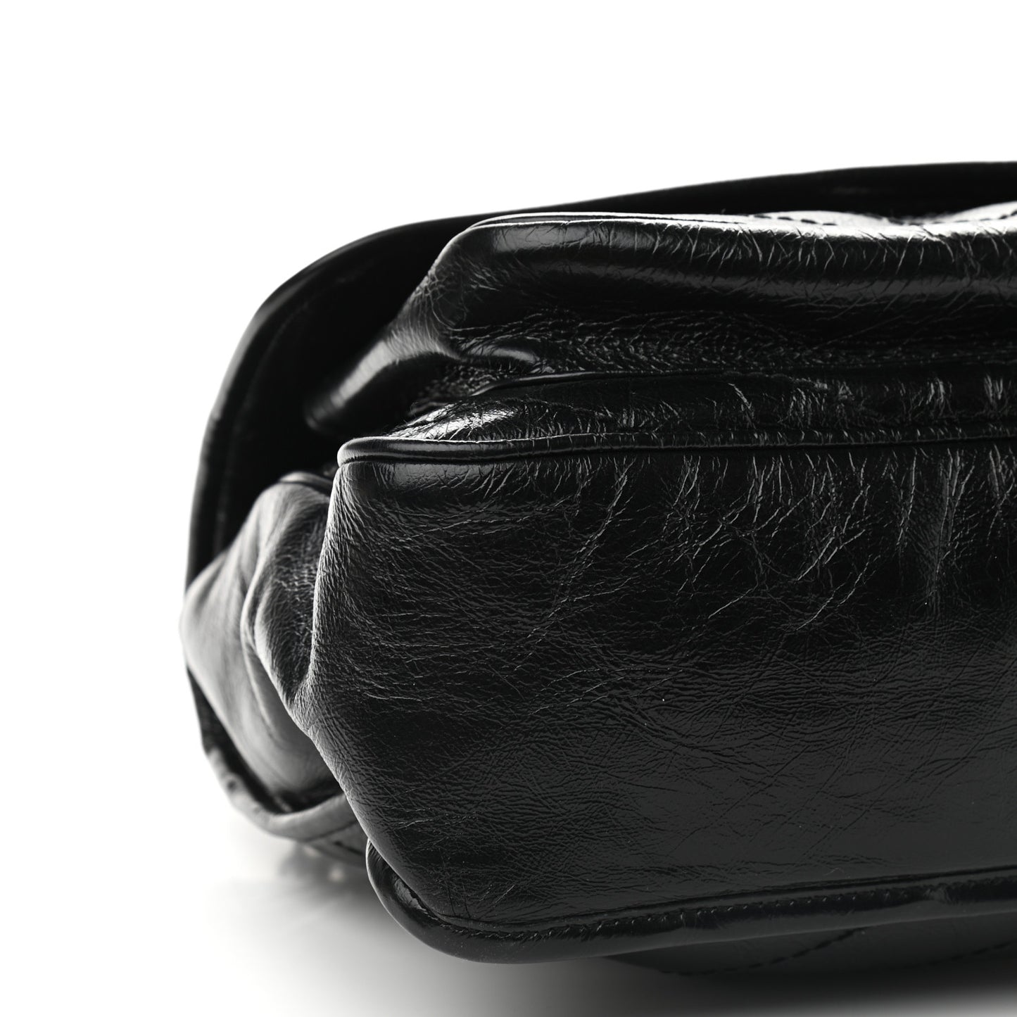 Crinkled Calfskin Matelasse Monogram Medium Niki Chain Satchel Black