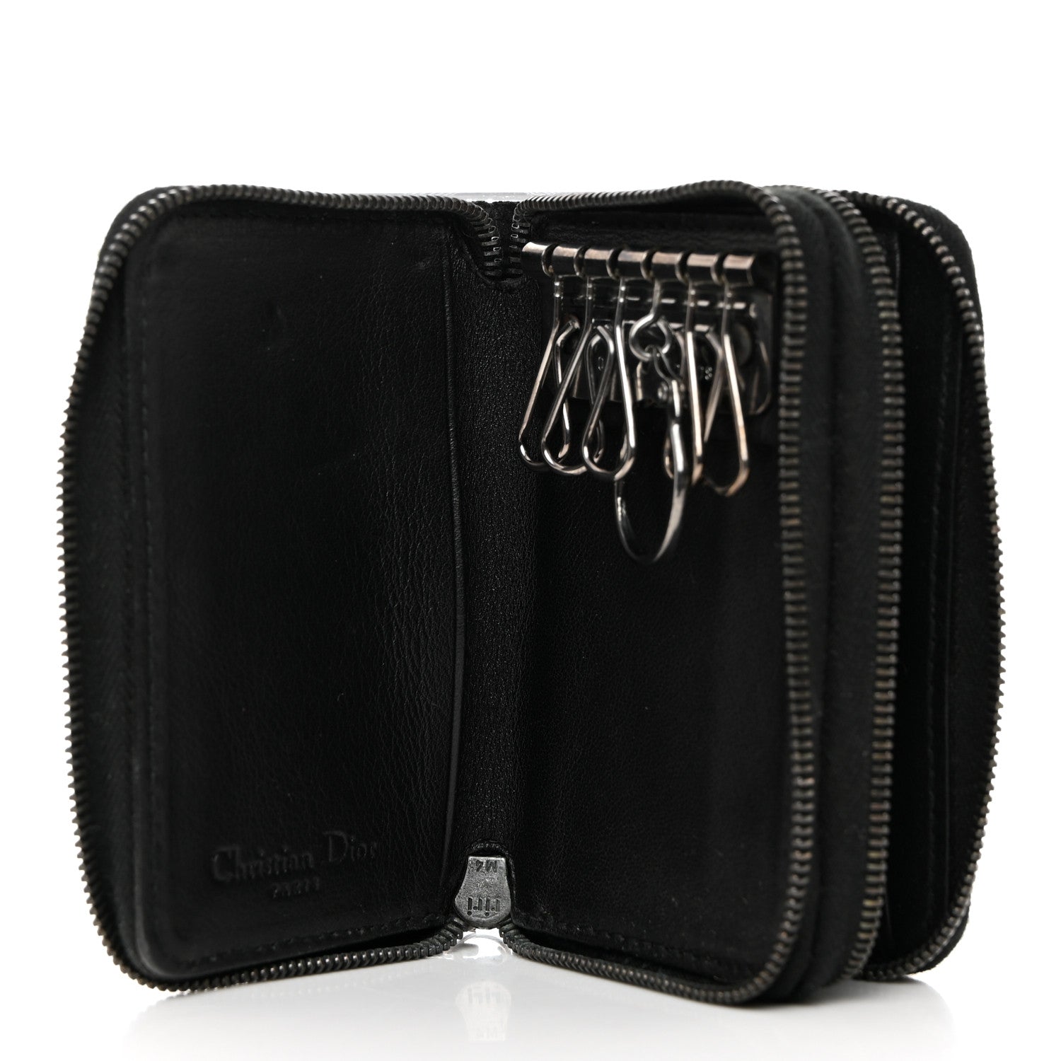 Christian Dior Suede Cannage 6 Key Holder Coin Wallet Black 5 of 11