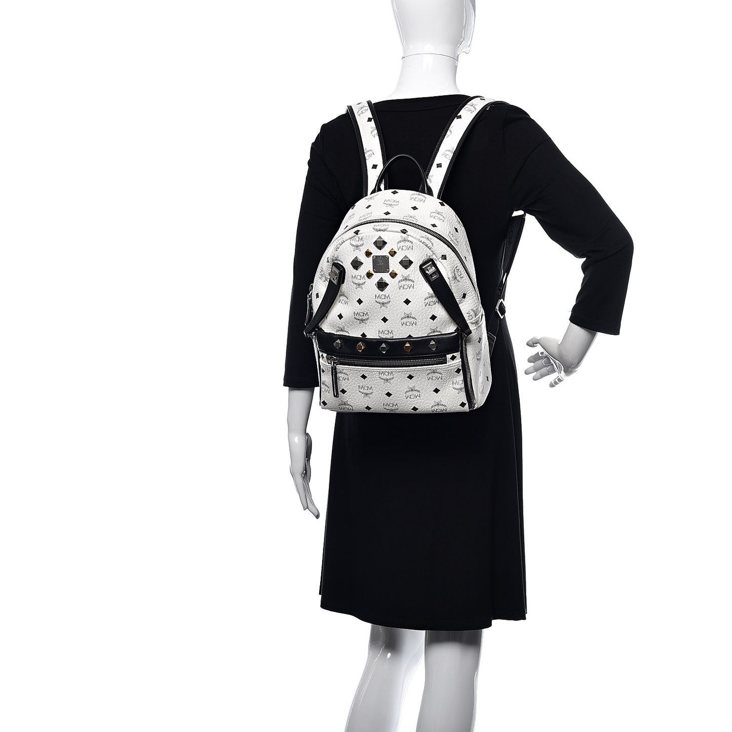 Visetos Studded Small Dual Stark Backpack White