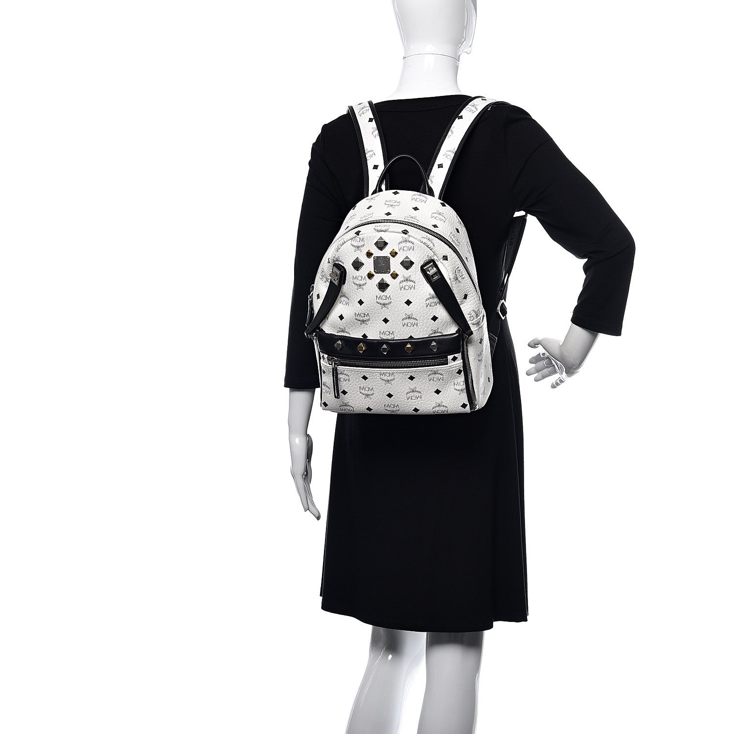 MCM Visetos Studded Small Dual Stark Backpack White 2 of 10