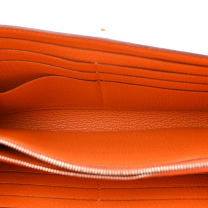 Hermes Chevre Mysore Kelly Longue Wallet Orange 5 of 7