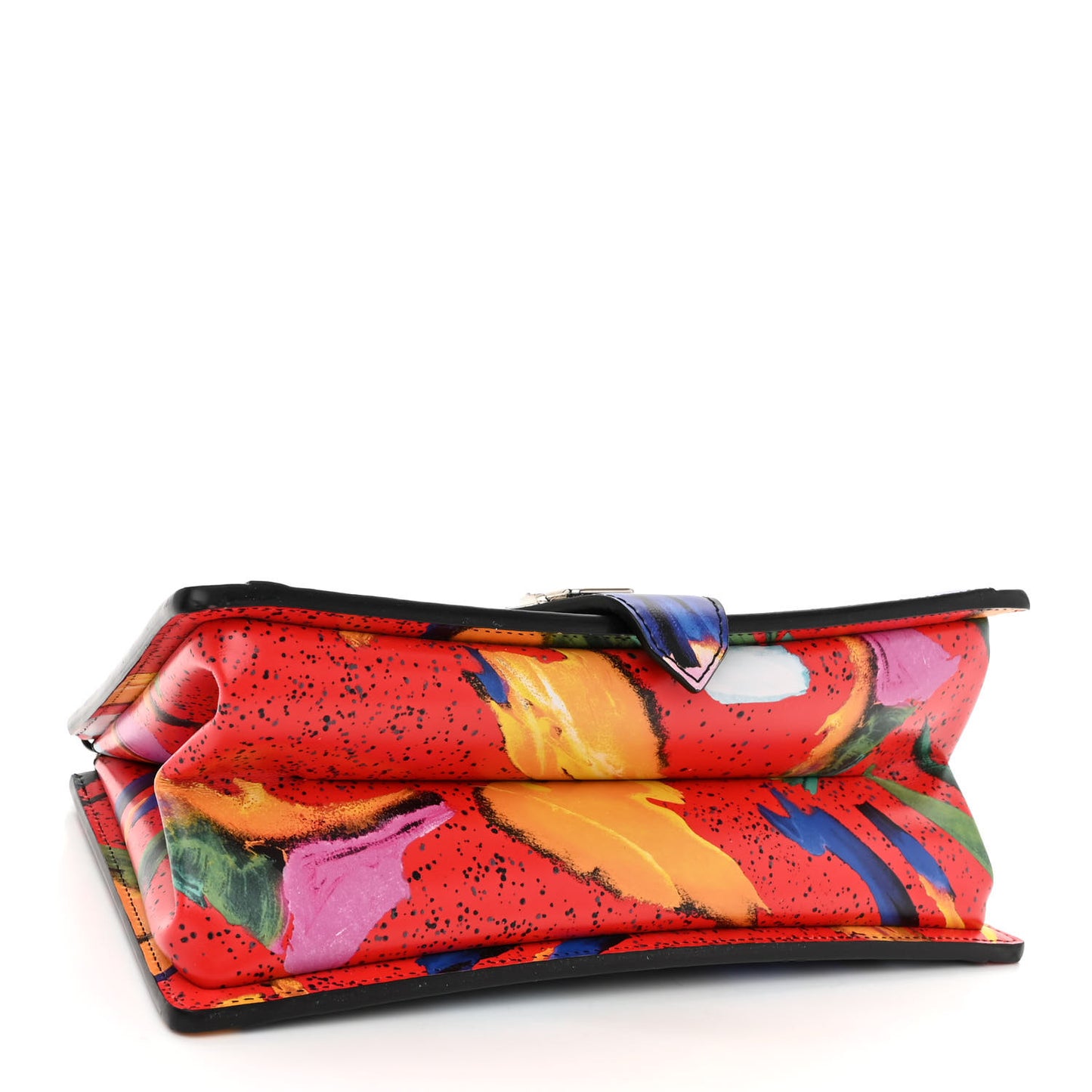 Calfskin Splash Print Trapeze Black White Red
