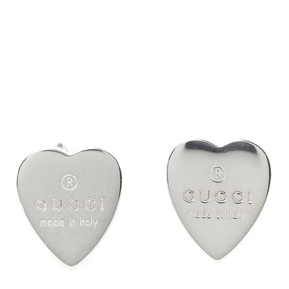 Gucci Sterling Silver Trademark Heart Stud Earrings 1 of 5