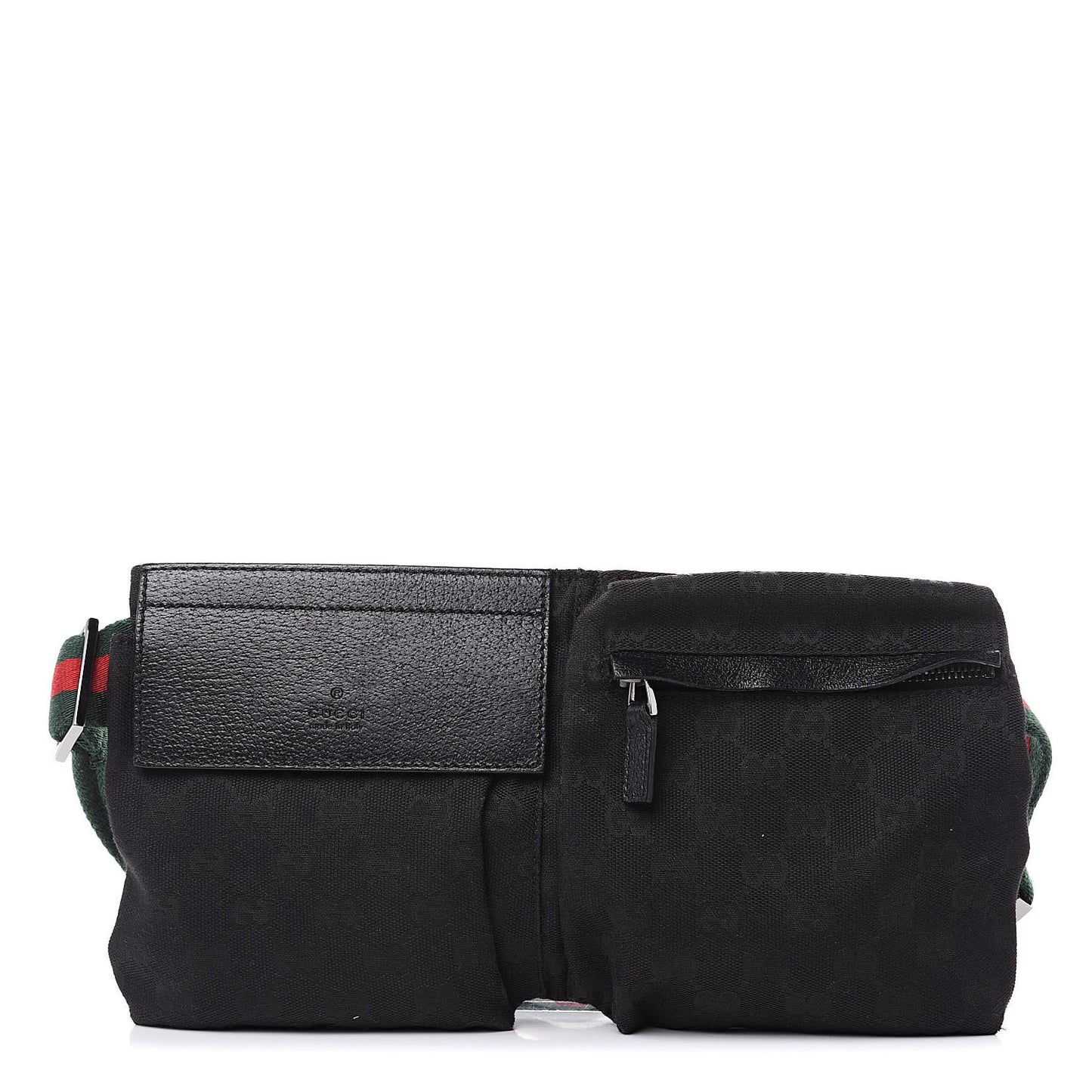 GG Monogram Web Double Pocket Belt Bag Black