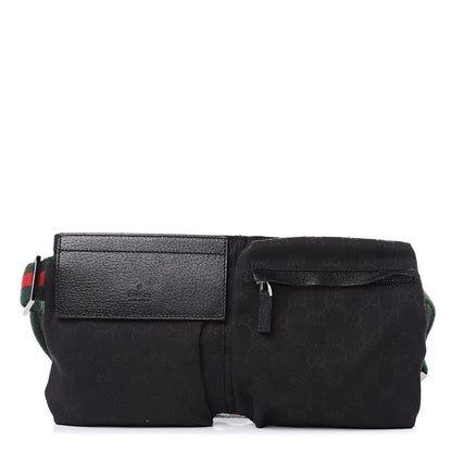Gucci GG Monogram Web Double Pocket Belt Bag Black 1 of 12