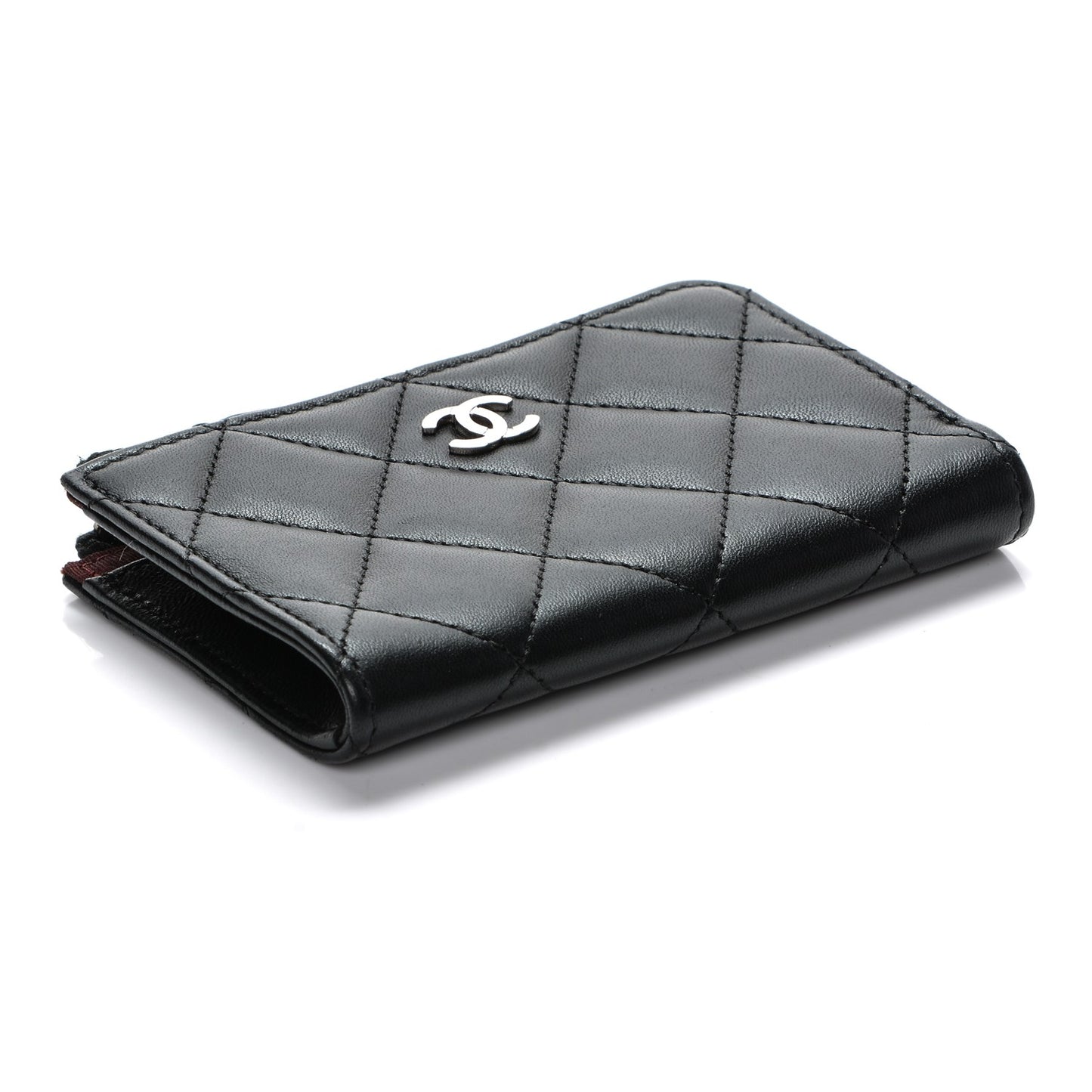 Lambskin Quilted Key Holder Case Black