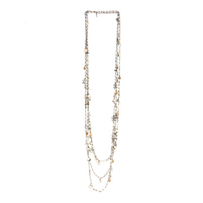 Chanel Pearl CC Lucky Charms Long Necklace Silver 3 of 5