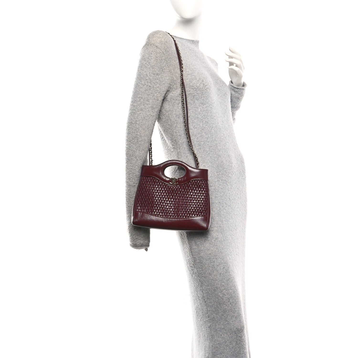 Chanel Shiny Lambskin Patent Calfskin Quilted Mini 31 Shopping Bag Dark Burgundy 2 of 10