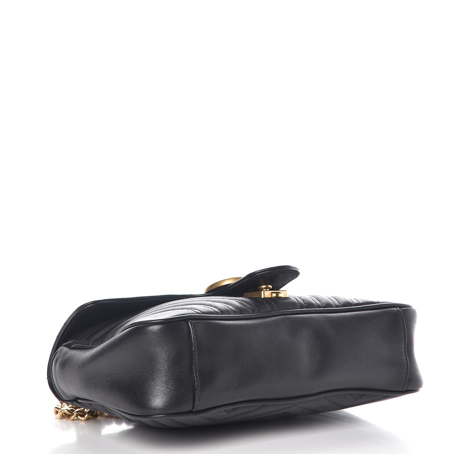 Gucci Calfskin Matelasse Small GG Marmont Shoulder Bag Black 4 of 9