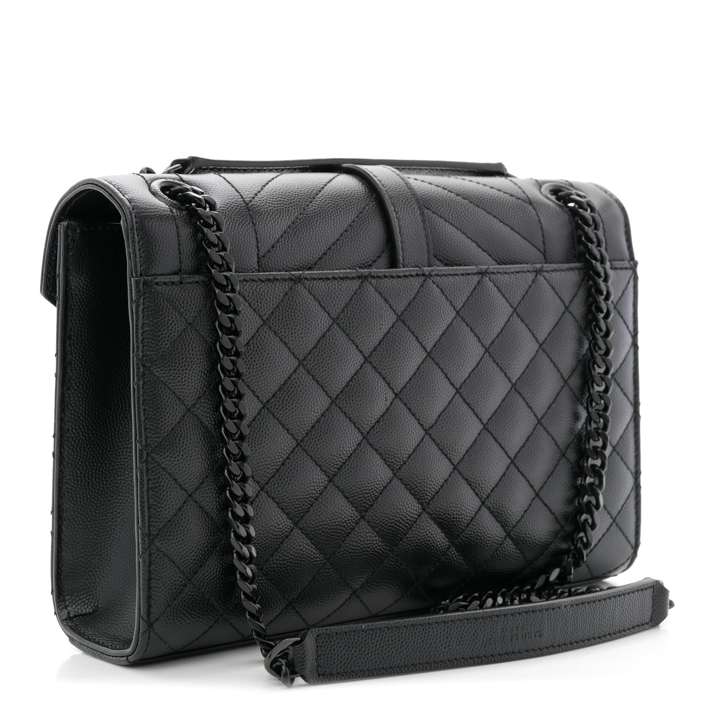Grain De Poudre Textured Mixed Matelasse Triquilt Medium Monogram Monochrome Satchel Black