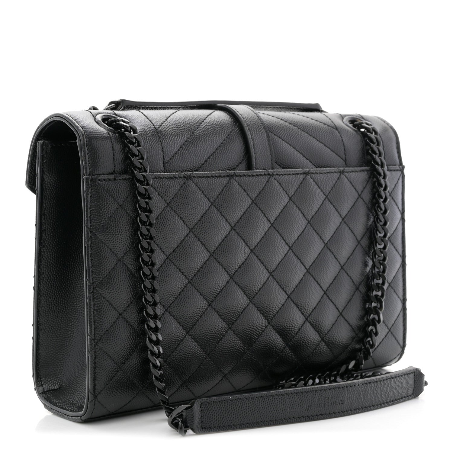 Saint Laurent Grain De Poudre Textured Mixed Matelasse Triquilt Medium Monogram Monochrome Satchel Black 3 of 10