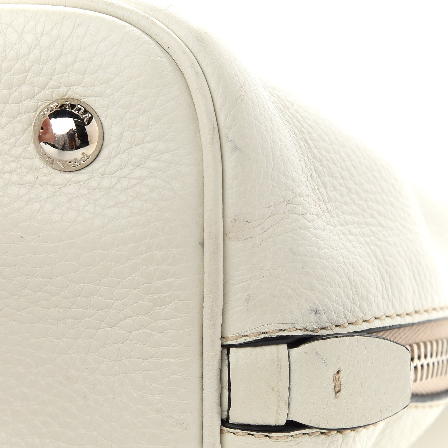 Prada Vitello Daino Side Zip Tote Talco 6 of 11