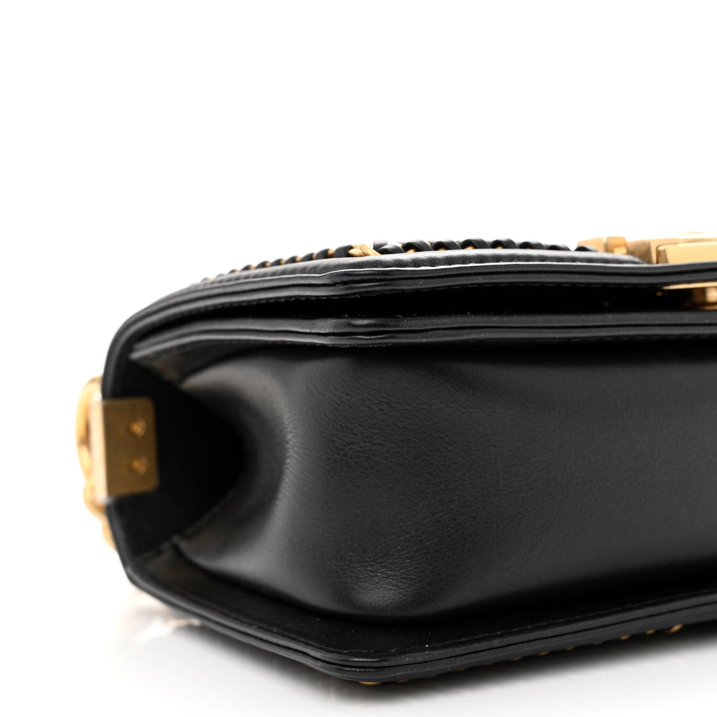 Lambskin Quilted Small Top Handle Boy Flap Black