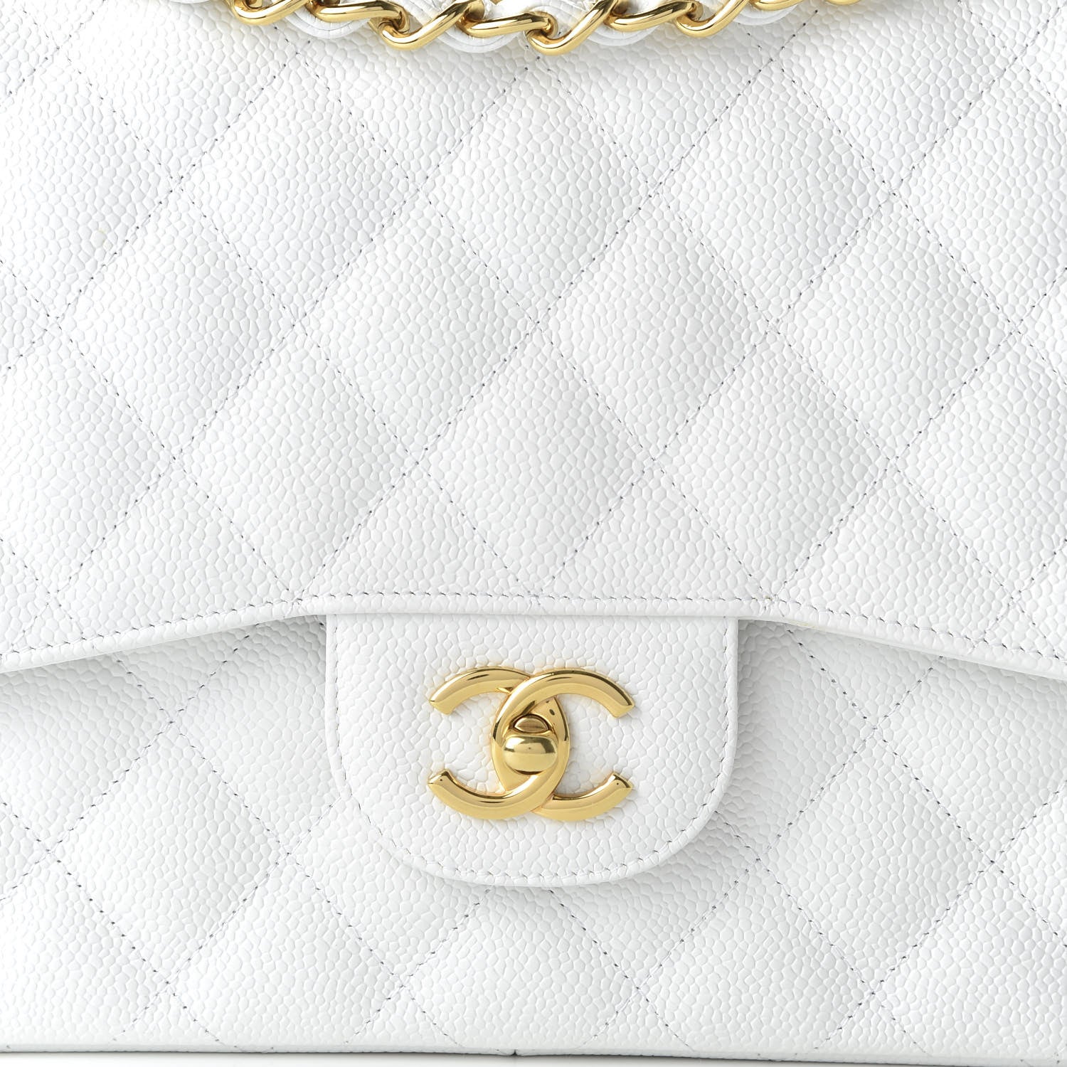 Chanel Caviar Quilted Jumbo Double Flap White 10 of 10