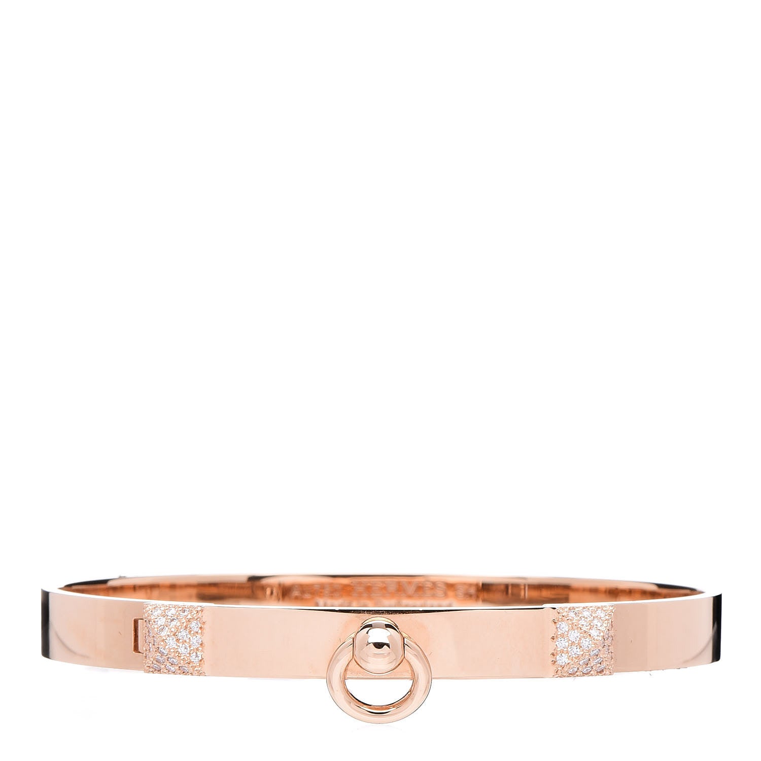 Hermes 18K Rose Gold Diamond PM Collier De Chien Bracelet SH 1 of 4