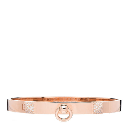 Hermes 18K Rose Gold Diamond PM Collier De Chien Bracelet SH 1 of 4
