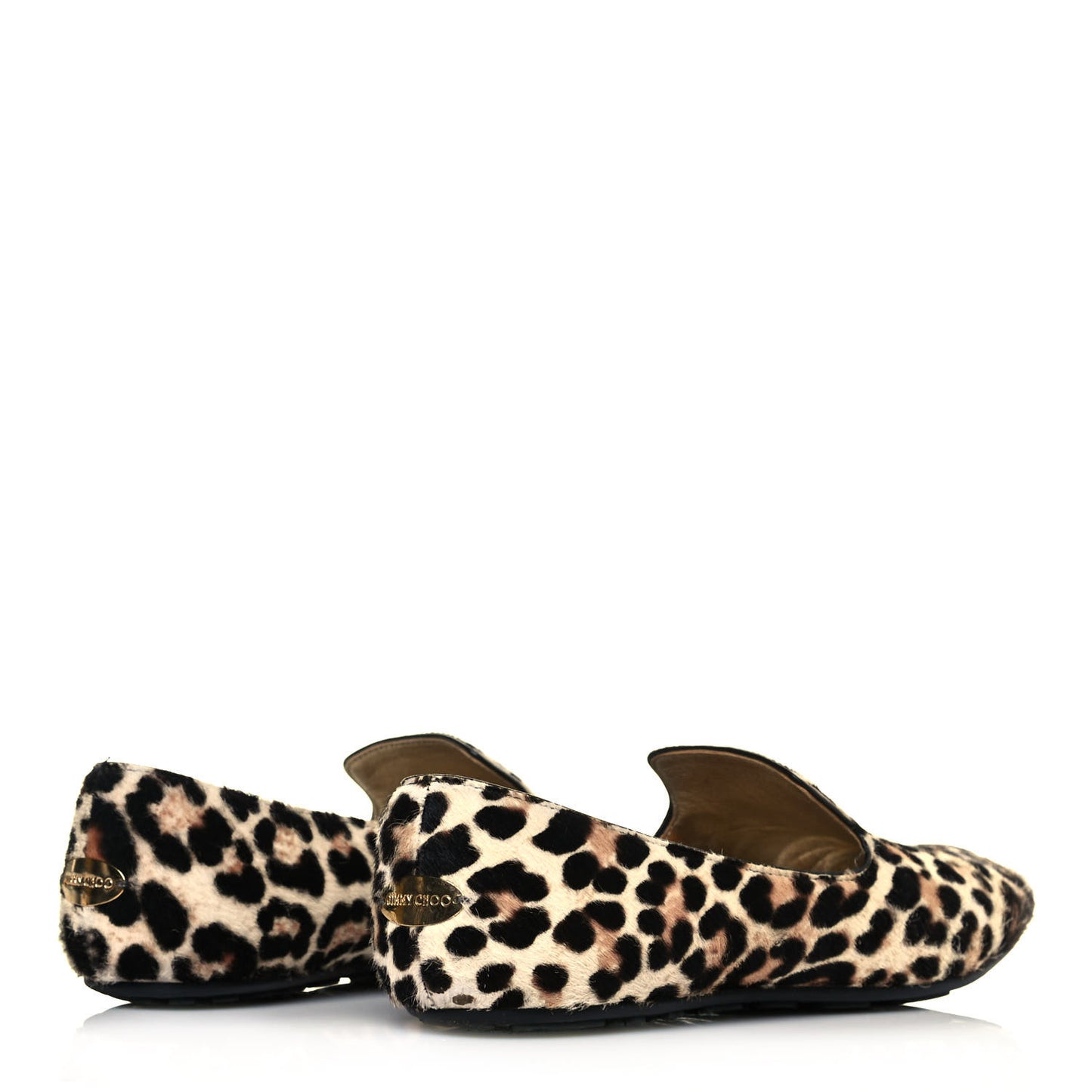 Pony Hair Leopard Wheel Loafers 37.5 Brown