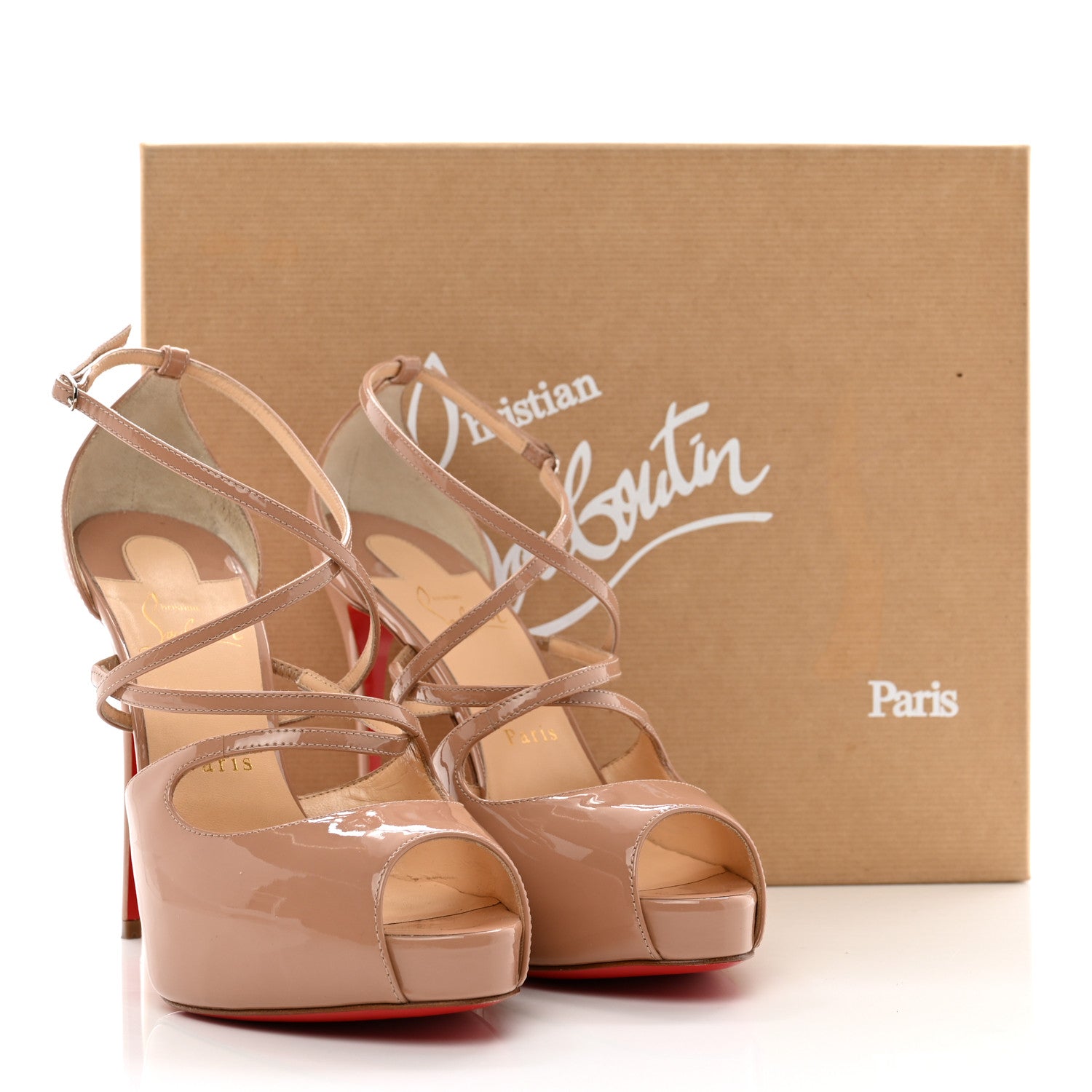 Christian Louboutin Patent Holly Alta 120 Pumps 38.5 Nude 8 of 8