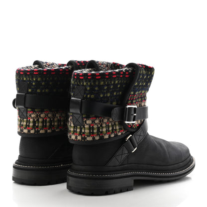 Chanel Tweed Calfskin CC Short Boots 36.5 Black Green Red 4 of 12