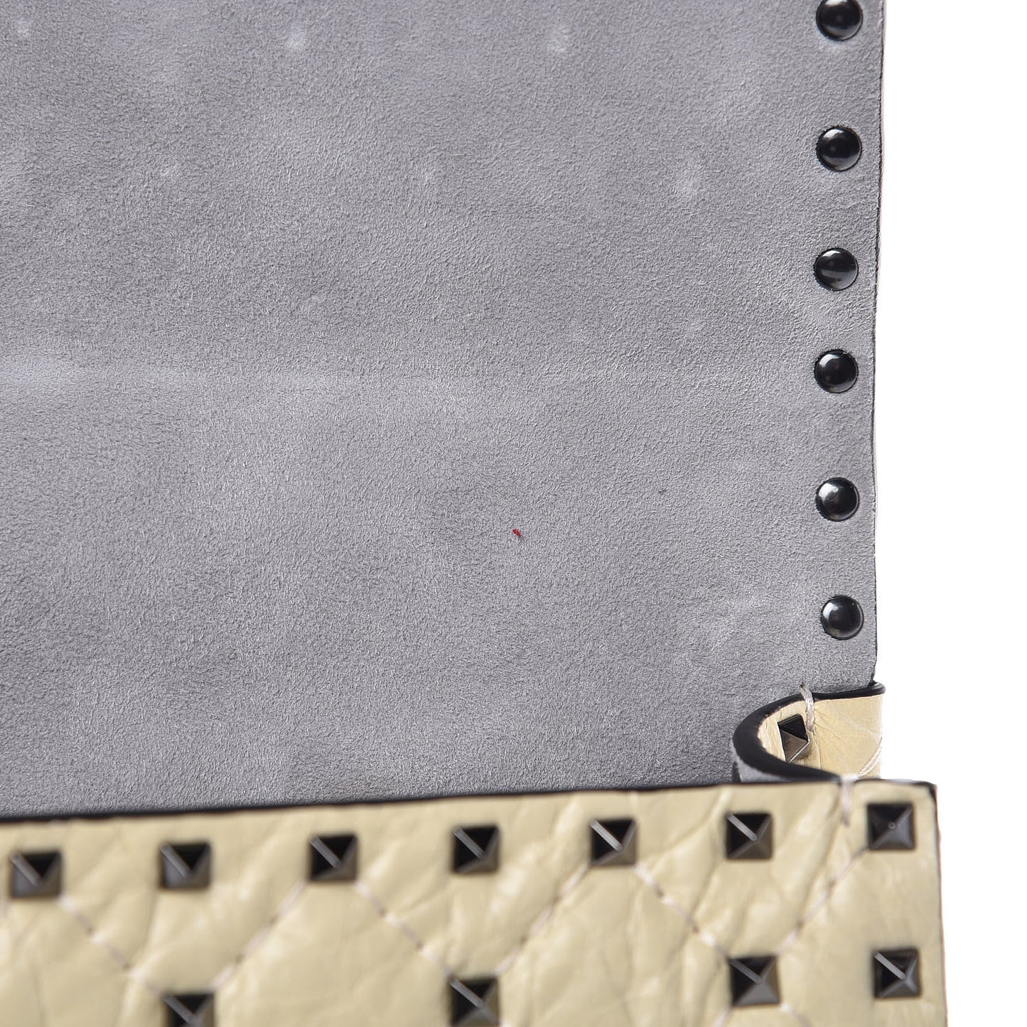 Craquele Nappa Medium Rockstud Spike Shoulder Bag Light Ivory