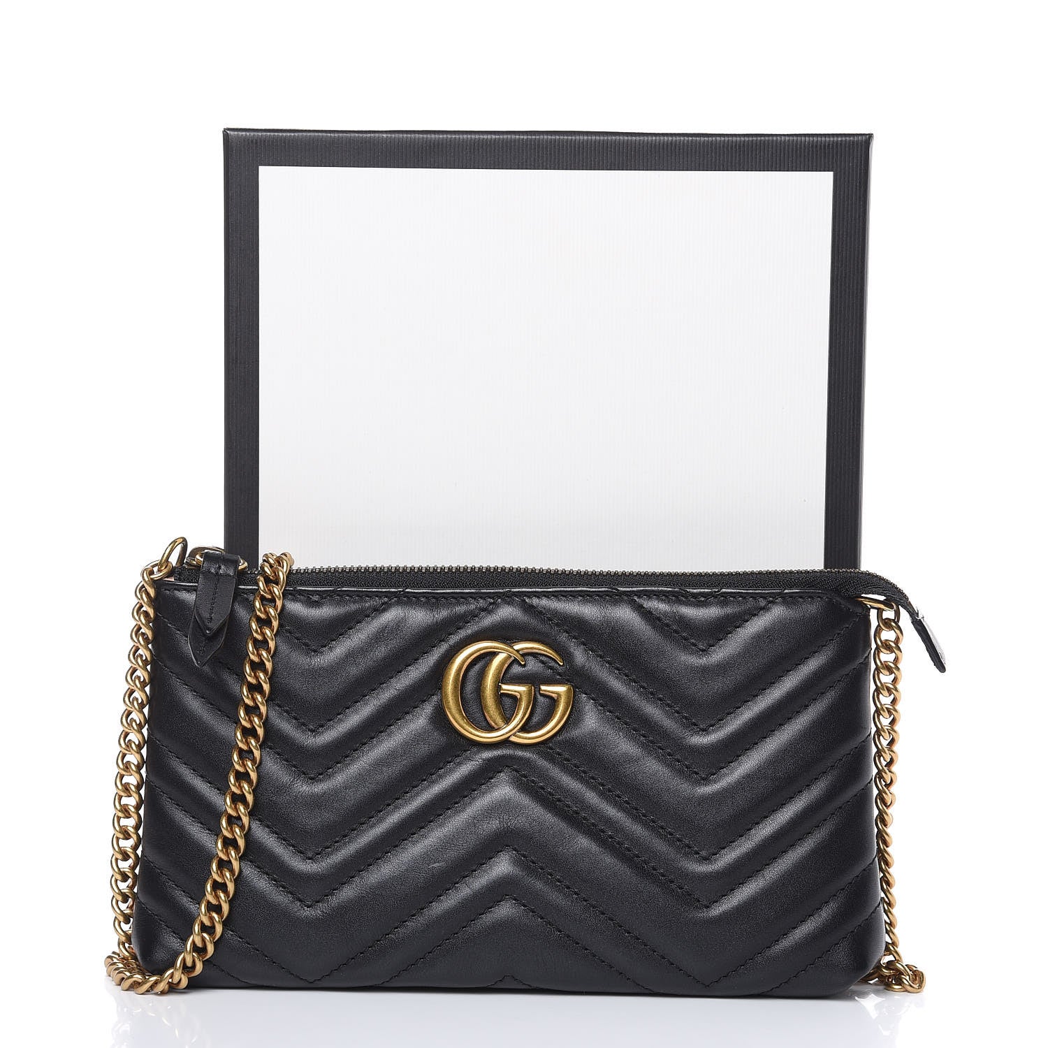 Gucci Calfskin Matelasse Mini GG Marmont Chain Bag Black 10 of 13
