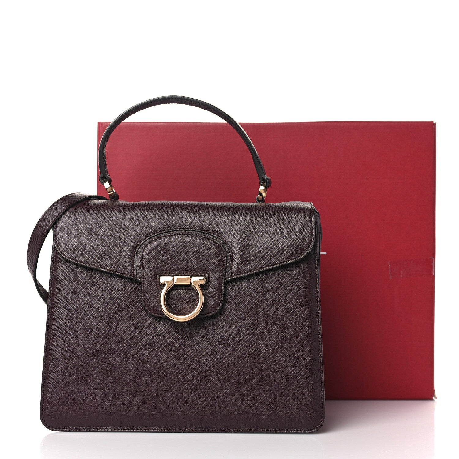 Salvatore Ferragamo Pebbled Calfskin Katia Top Handle Satchel Oxford 10 of 10