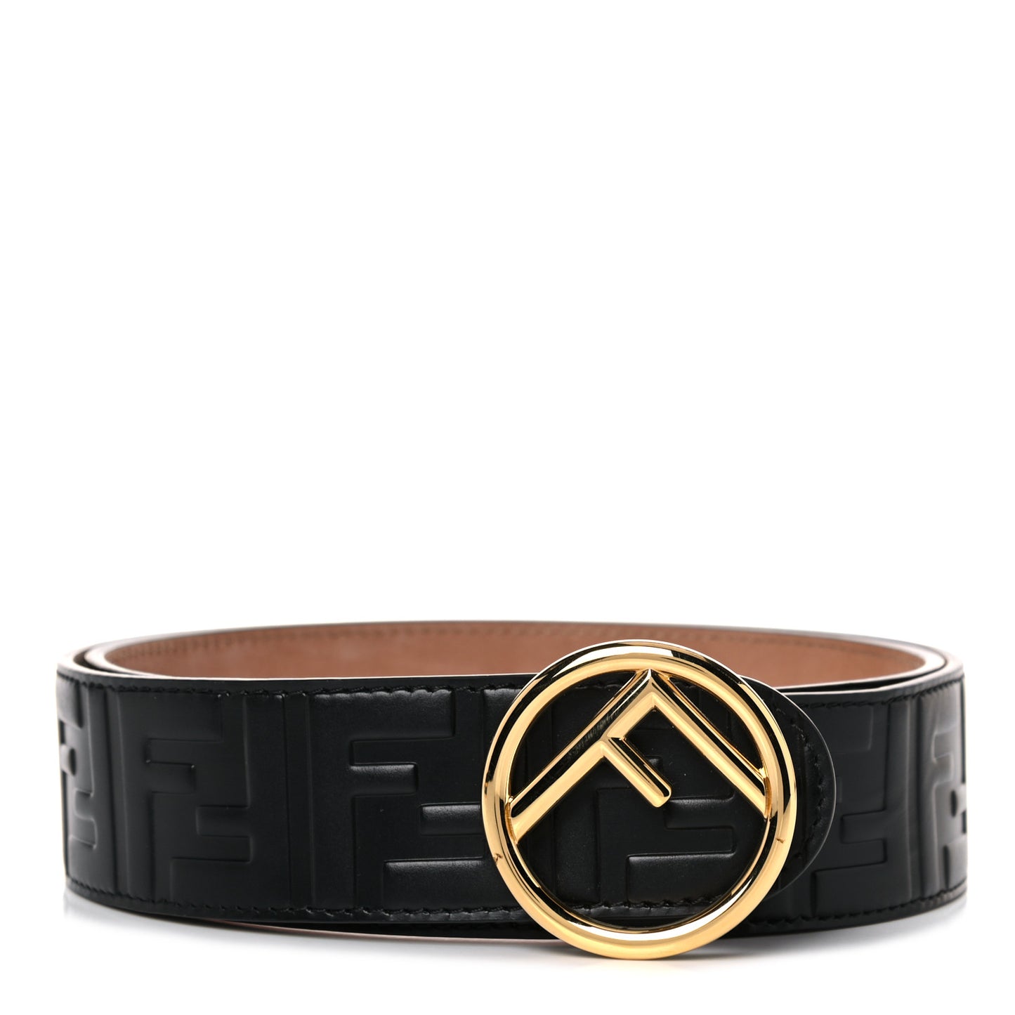 Calfskin F is Fendi FF 1974 Embossed Belt 90 36 Black