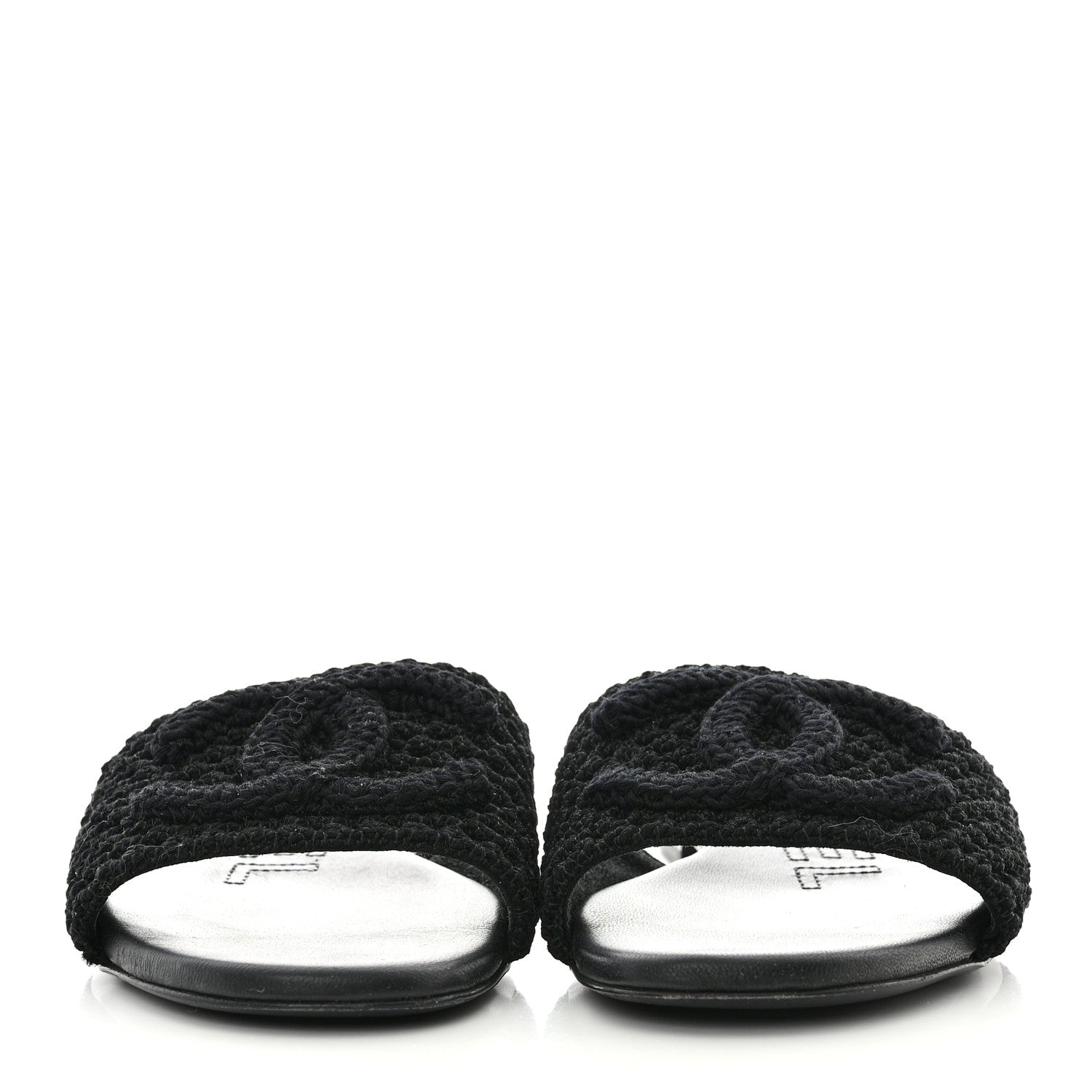 Chanel Crochet CC Mules Sandals 38 Black 2 of 9