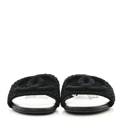 Chanel Crochet CC Mules Sandals 38 Black 2 of 9