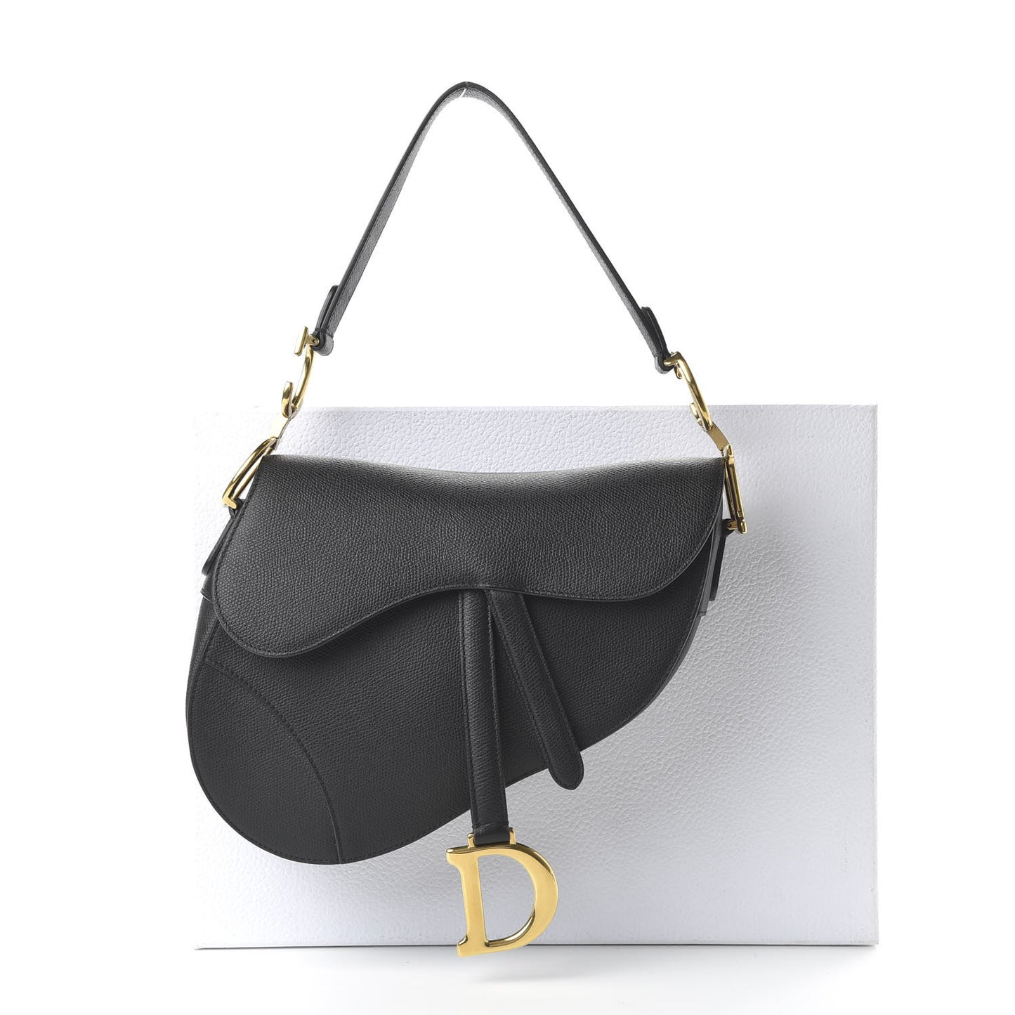 Grained Calfskin Saddle Bag Black
