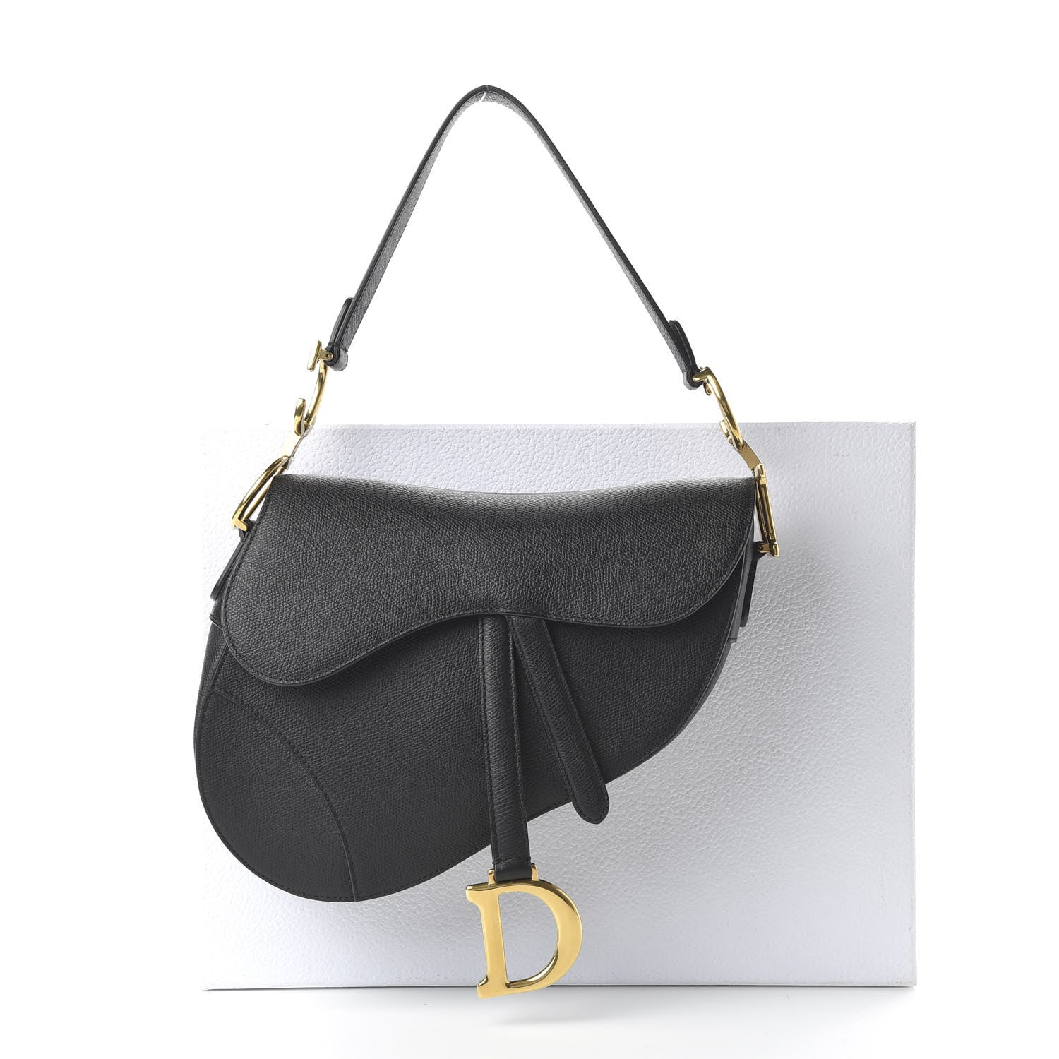 Christian Dior Grained Calfskin Saddle Bag Black 11 of 11