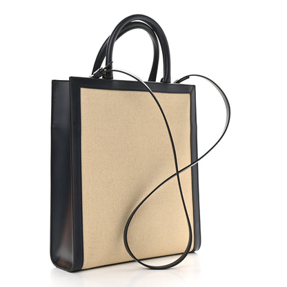 Celine Canvas Calfskin Small Vertical Cabas Vanilla Navy 3 of 8