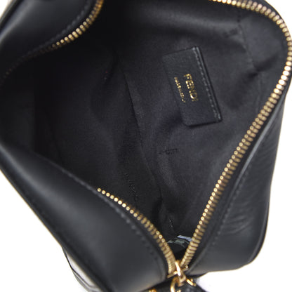 Fendi Glazed Fabric Vitello Century FF 1974 Stamp Patch Mini Camera Case Mogano Panna Black 7 of 12