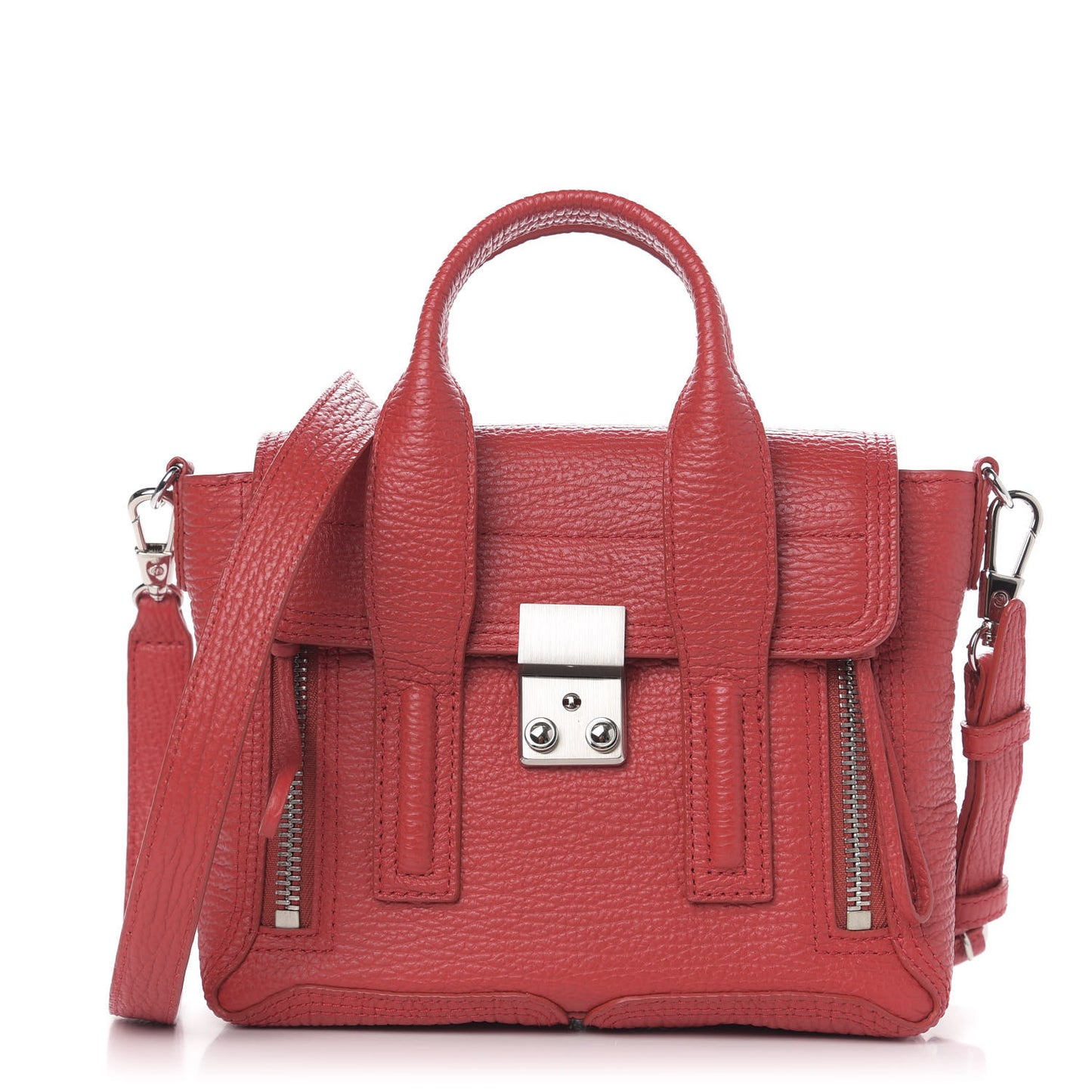 3.1 Textured Calfskin Mini Pashli Satchel Red