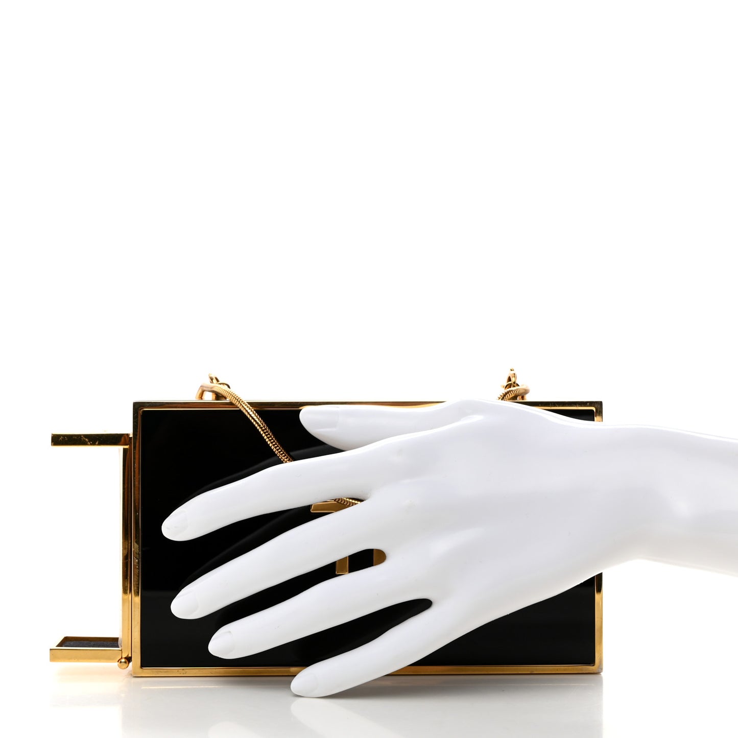 TOM FORD Plexiglass Lipstick Minaudiere Clutch Black Gold