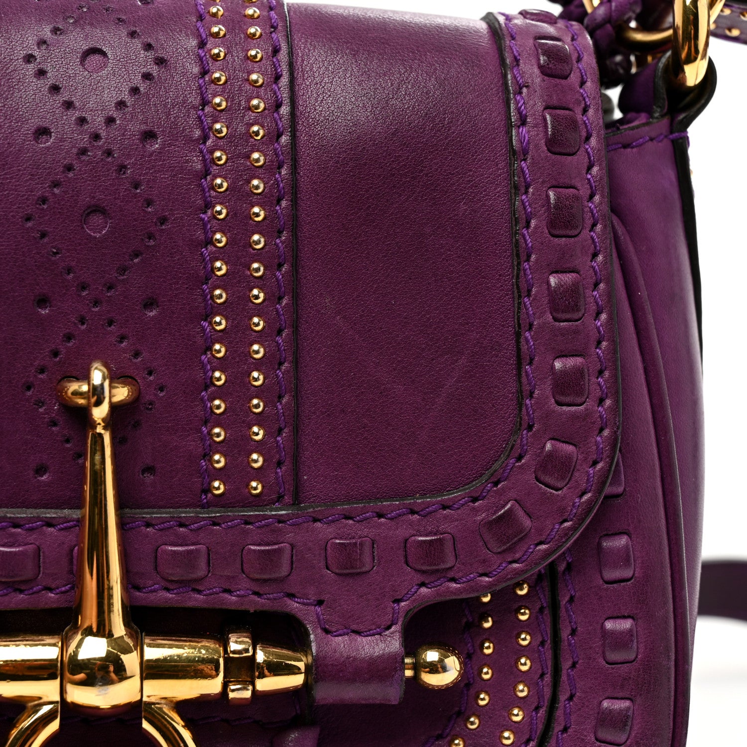 Gucci Calfskin Small Snaffle Bit Shoulder Bag Purple 11 of 13