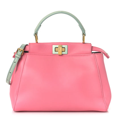 Fendi Nappa Colorblock Mini Peekaboo Iconic Satchel Rosa Fluo Oxigen Slate 1 of 10