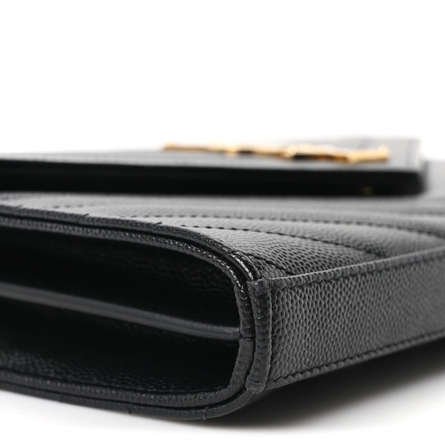 Grain De Poudre Matelasse Chevron Monogram Chain Wallet Black