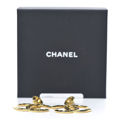Chanel Metal Large Paris Button Earrings Gold 4 of 4