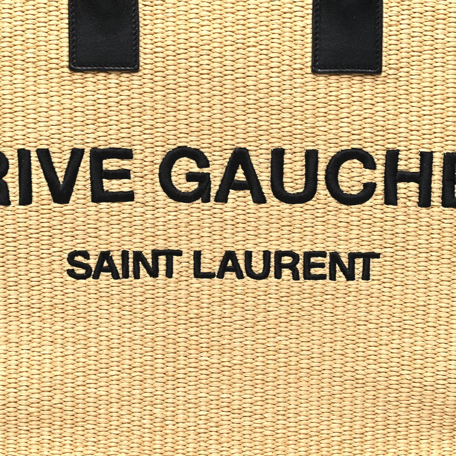 Saint Laurent Raffia Linen Calfskin Rive Gauche Tote Naturale Black 8 of 12