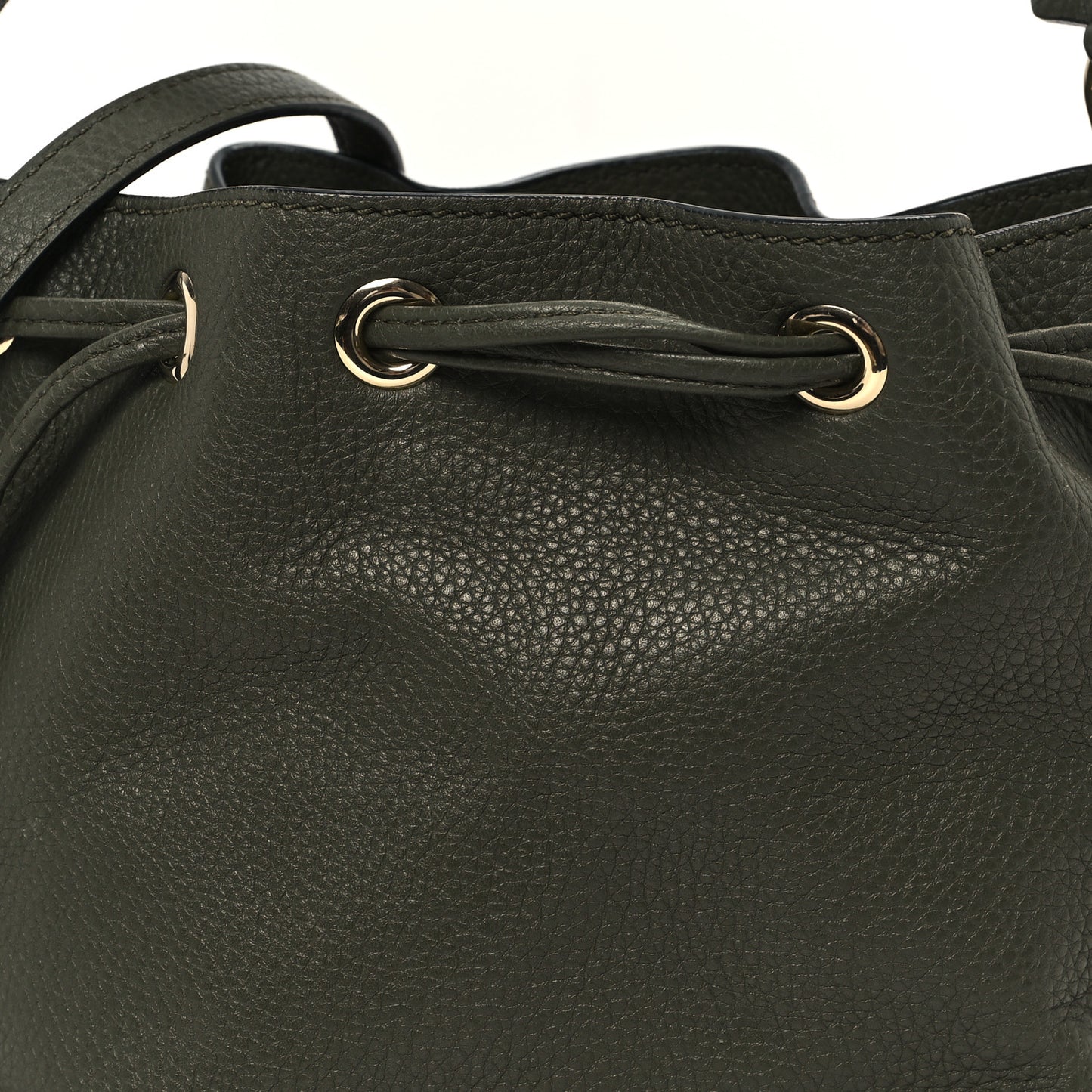 Pebbled Calfskin Small Rockstud Bucket Bag Green