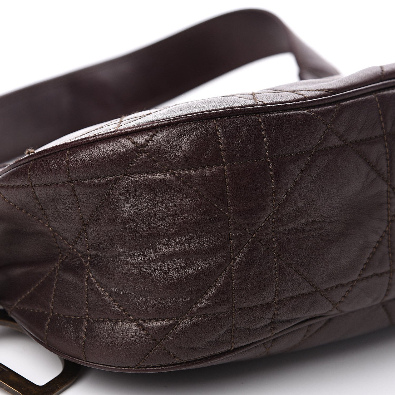 Christian Dior Lambskin Cannage Small Hobo Dark Brown 7 of 11