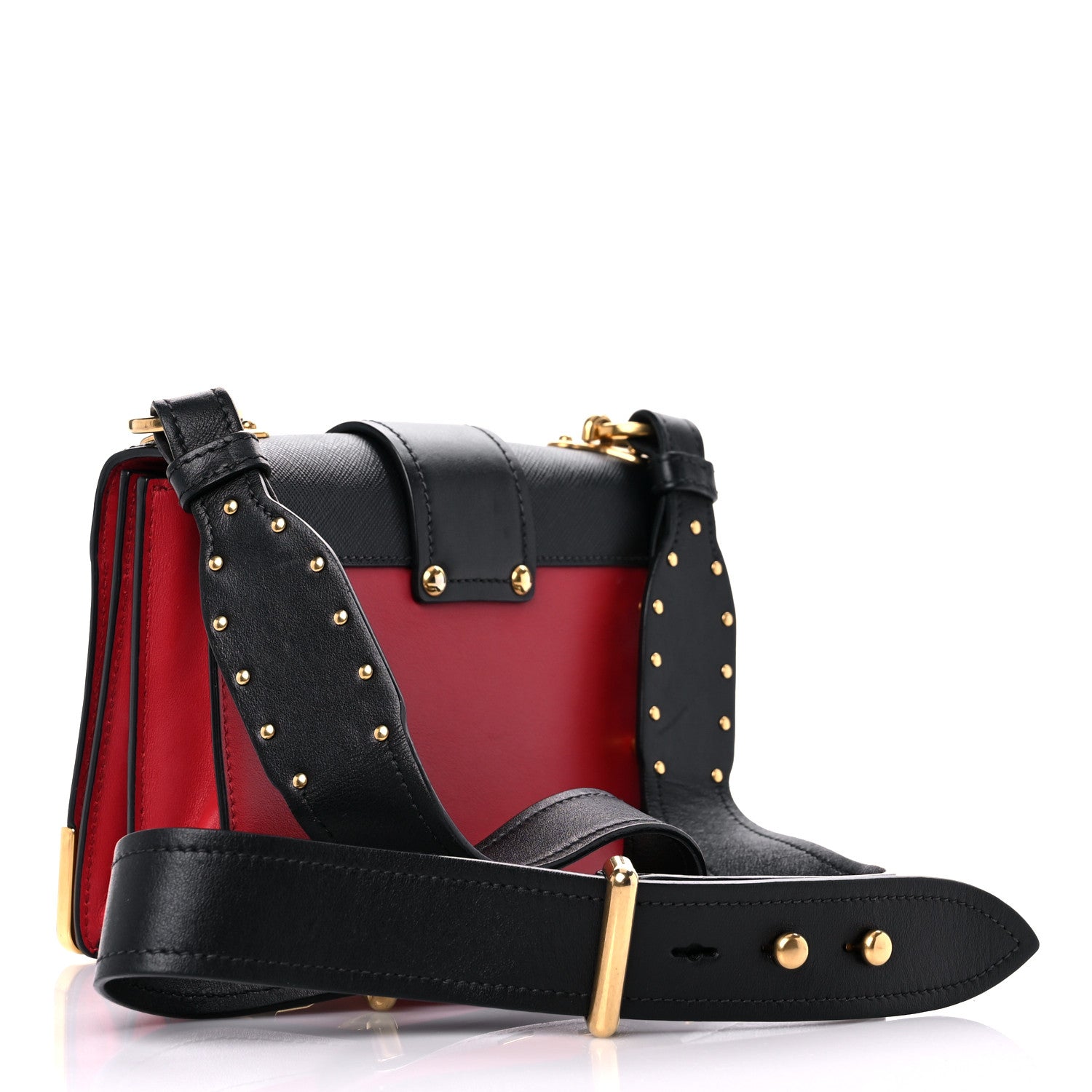 Prada City Calfskin Saffiano Cahier Bag Fuoco Black 3 of 17