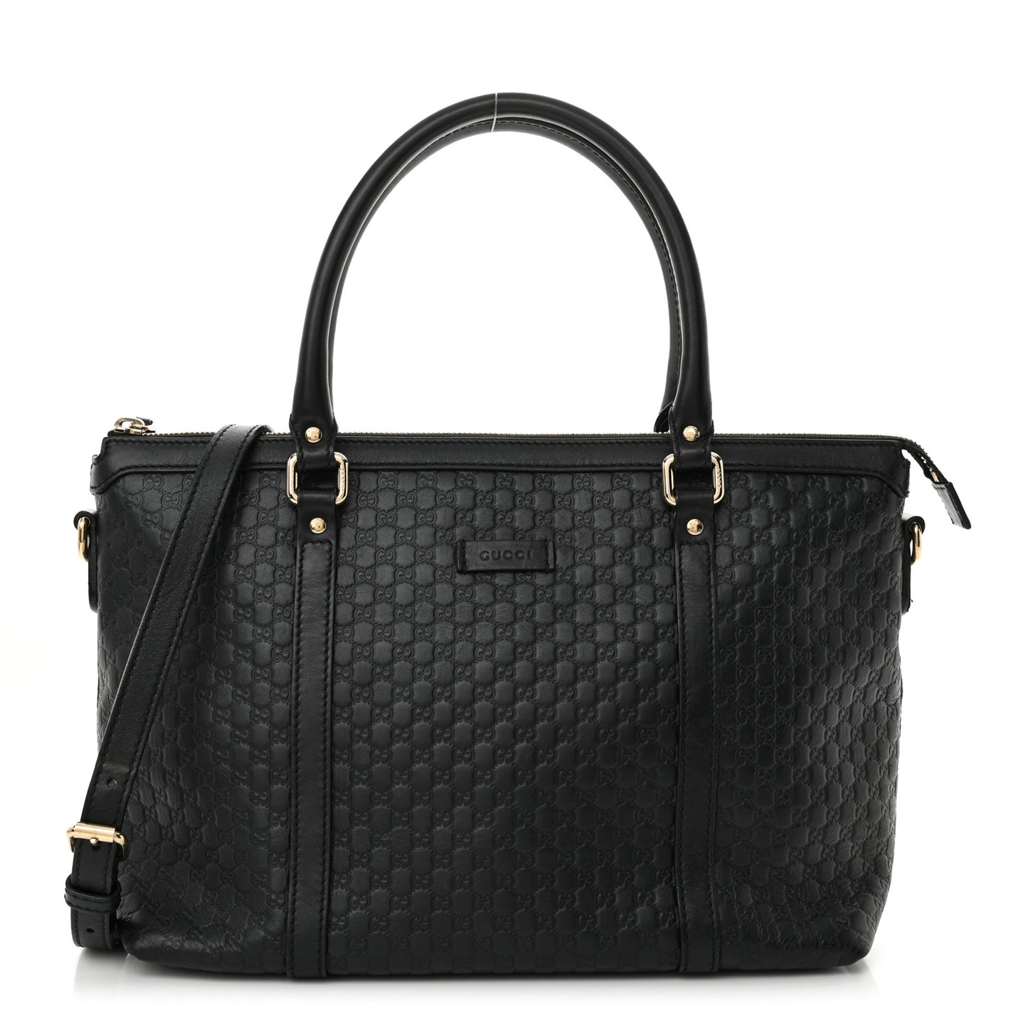 Soft Microguccissima Small Zippered Satchel Black